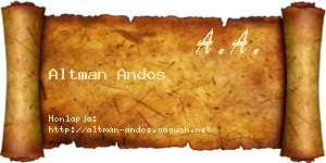 Altman Andos névjegykártya